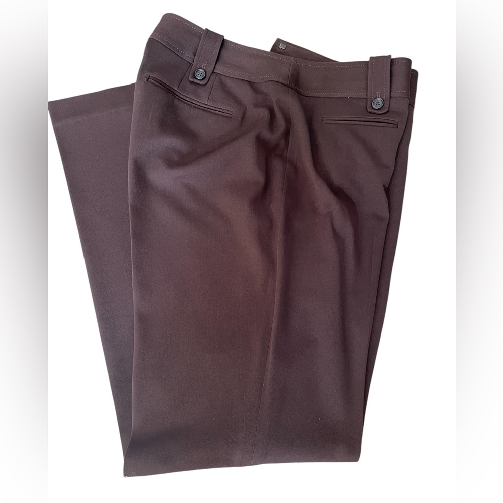 Ann Taylor Brown Curvy fit polyester/rayon/spandex career dress pants.